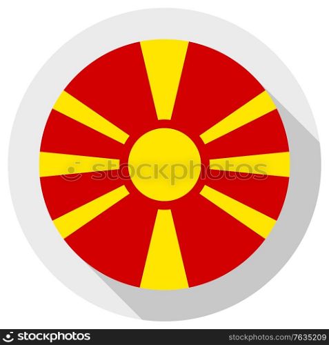 Flag of macedonia, Round shape icon on white background, vector illustration