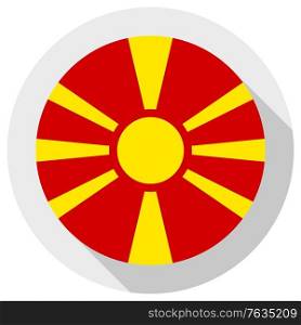 Flag of macedonia, Round shape icon on white background, vector illustration