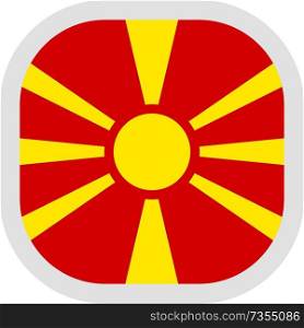 Flag of Macedonia. Rounded square icon on white background, vector illustration.. Icon square shape with Flag on white background