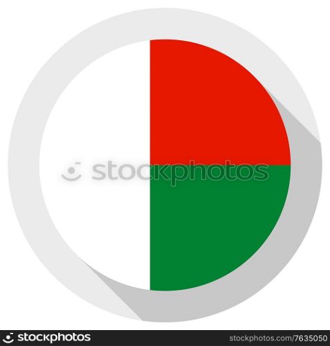 Flag of Madagascar, Round shape icon on white background, vector illustration