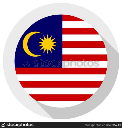 Flag of Malaysia, round shape icon on white background, vector illustration. Flag of malasia, Round shape icon on white background, vector illustration
