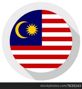 Flag of Malaysia, round shape icon on white background, vector illustration. Flag of malasia, Round shape icon on white background, vector illustration