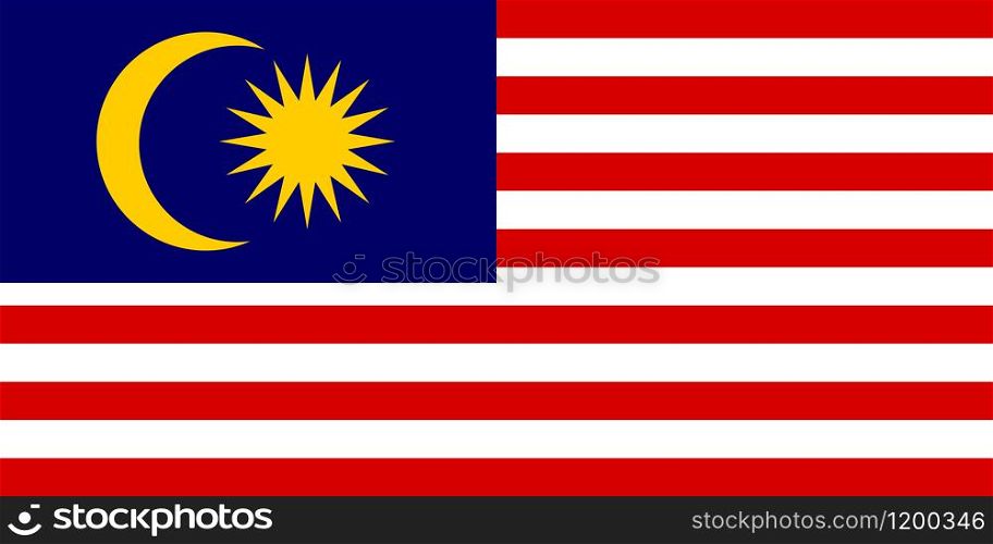 Flag of Malaysia, vector illustration Official symbol of the country. Flag of Malaysia, vector illustration