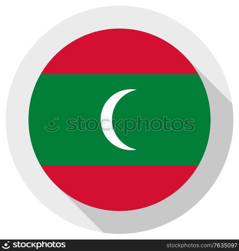 Flag of maldives, Round shape icon on white background, vector illustration