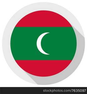 Flag of maldives, Round shape icon on white background, vector illustration