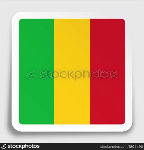 flag of Mali in static position and in motion, fluttering in wind in exact colors and sizes, on white background