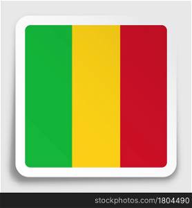 flag of Mali in static position and in motion, fluttering in wind in exact colors and sizes, on white background