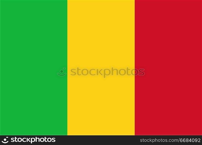Flag of Mali. Rectangular shape icon on white background, vector illustration.. Flag rectangular shape, rectangular shape icon on white background