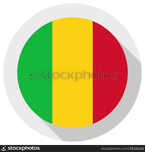 Flag of mali, Round shape icon on white background, vector illustration