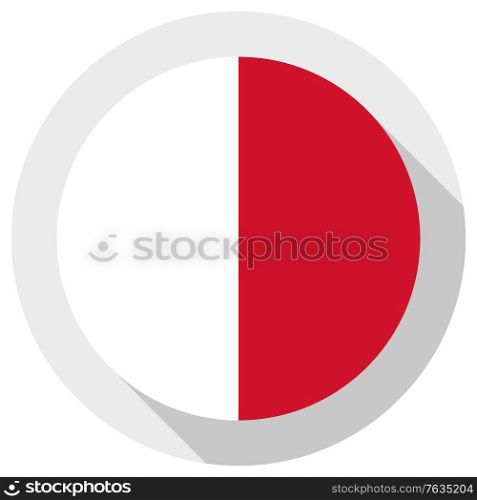 Flag of Malta, Round shape icon on white background, vector illustration