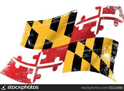 flag of Maryland in the wind with a texture