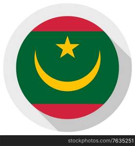 Flag of Mauritania, Round shape icon on white background, vector illustration