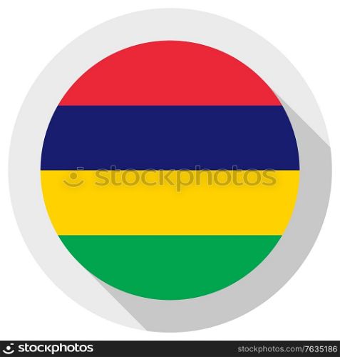 Flag of mauritius, Round shape icon on white background, vector illustration