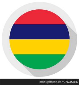 Flag of mauritius, Round shape icon on white background, vector illustration