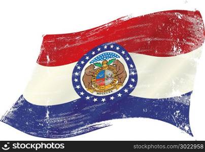 flag of Missouri in the wind with a texture