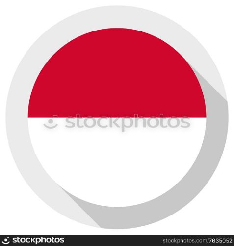 Flag of Monaco, Round shape icon on white background, vector illustration