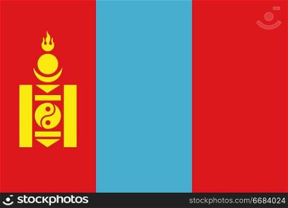 Flag of Mongolia. Rectangular shape icon on white background, vector illustration.. Flag rectangular shape, rectangular shape icon on white background