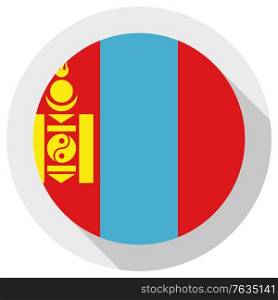 Flag of Mongolia, Round shape icon on white background, vector illustration
