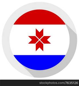Flag of mordovia, Round shape icon on white background, vector illustration