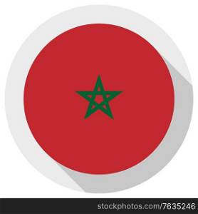 Flag of morocco, Round shape icon on white background, vector illustration
