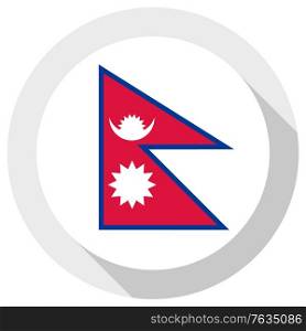 Flag of nepal, Round shape icon on white background, vector illustration