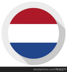 Flag of Netherlands, Round shape icon on white background, vector illustration