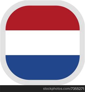 Flag of Netherlands. Rounded square icon on white background, vector illustration.. Icon square shape with Flag on white background