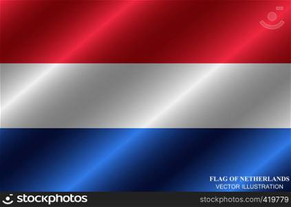 Flag of Netherlands with folds. Happy Netherlands day background. Bright illustration with flag. Vector.. Flag of Netherlands with folds. Happy Netherlands day background. Illustration with flag. Vector.