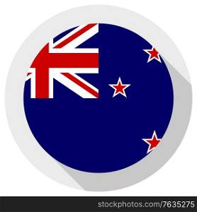 Flag of New Zealand, Round shape icon on white background, vector illustration