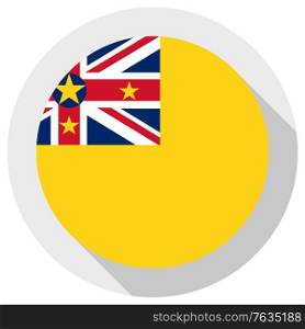 Flag of niue, Round shape icon on white background, vector illustration