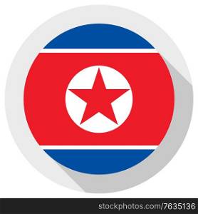 Flag of north korea, Round shape icon on white background, vector illustration