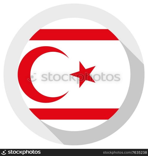Flag of Northern Cyprus, Round shape icon on white background, vector illustration