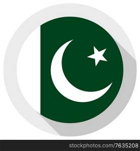 Flag of Pakistan, Round shape icon on white background, vector illustration