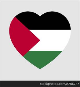Flag of Palestine in heart shape. Palestine national symbol. Vector illustration