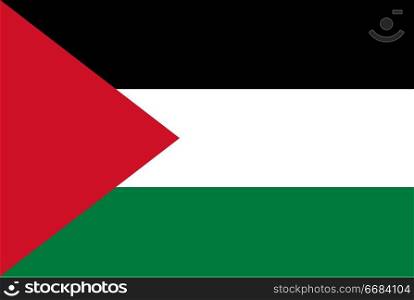 Flag of Palestine. Rectangular shape icon on white background, vector illustration.. Flag rectangular shape, rectangular shape icon on white background