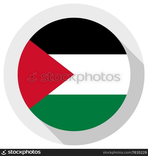Flag of palestine, Round shape icon on white background, vector illustration