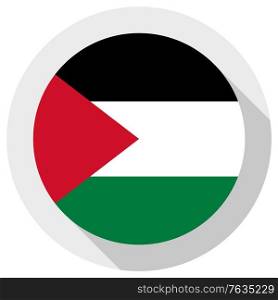 Flag of palestine, Round shape icon on white background, vector illustration