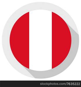 Flag of peru, Round shape icon on white background, vector illustration