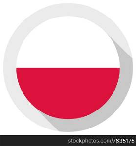 Flag of Poland, round shape icon on white background, vector illustration