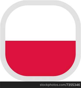 Flag of Poland. Rounded square icon on white background, vector illustration.. Icon square shape with Flag on white background