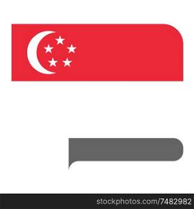 Flag of Republic of Singapore horizontal shape, pointer for world map. Flag horizontal shape, pointer for world map