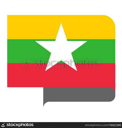 Flag of Republic of the Union of Myanmar horizontal shape, pointer for world map. Flag horizontal shape, pointer for world map