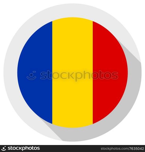 Flag of Romania, Round shape icon on white background, vector illustration