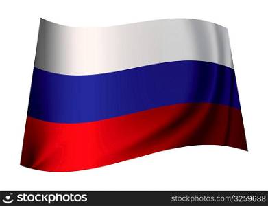 Flag of russia in red white and blue colours fluttering
