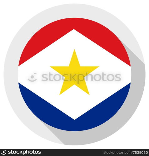 Flag of saba, Round shape icon on white background, vector illustration