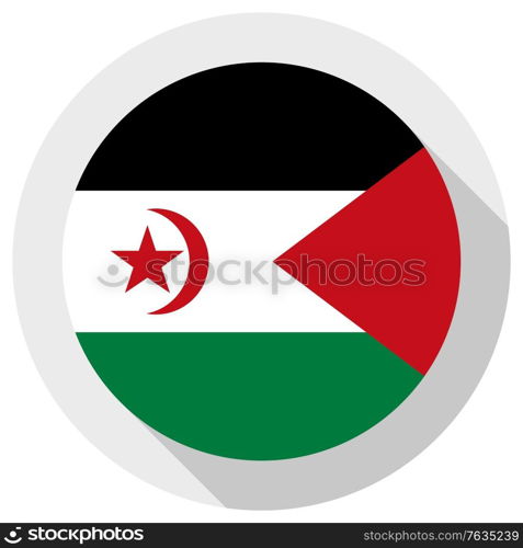 Flag of Sahrawi Arab Democratic Republic, Round shape icon on white background, vector illustration