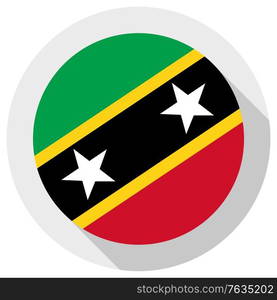 Flag of Saint Kitts and Nevis, Round shape icon on white background, vector illustration