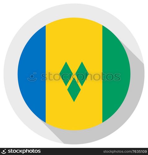 Flag of Saint Vincent and the Grenadines, Round shape icon on white background, vector illustration