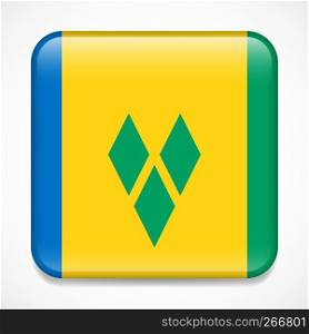 Flag of Saint Vincent and the Grenadines. Square glossy badge