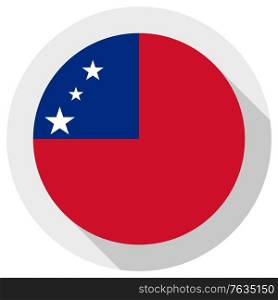Flag of samoa, Round shape icon on white background, vector illustration